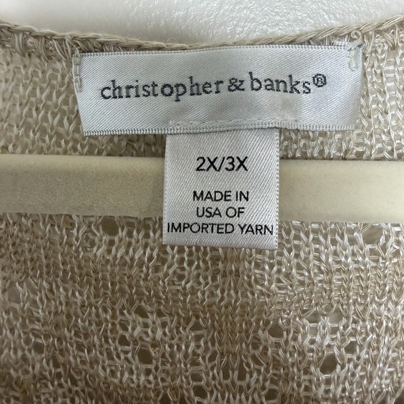 Christopher & Banks Plus Size Crochet Knit Poncho Sweater Top 2X 3X Neutral - Picture 5 of 9